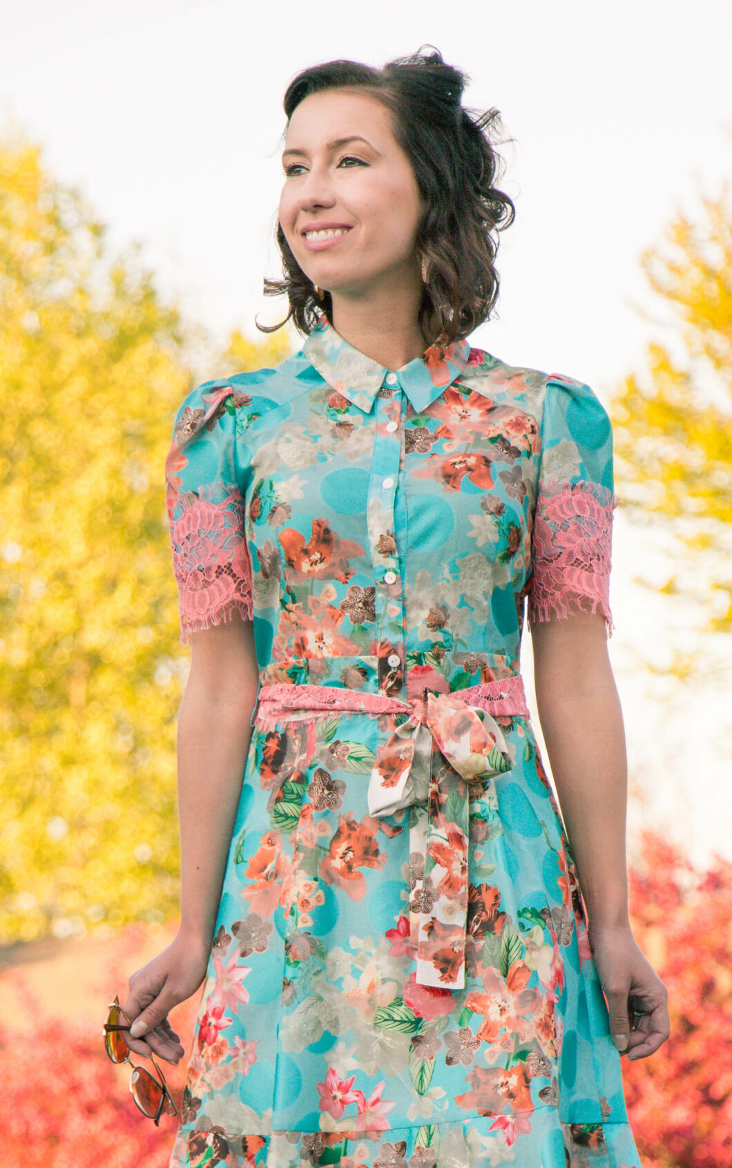 Yuna Yang Floral Print Button-up dress