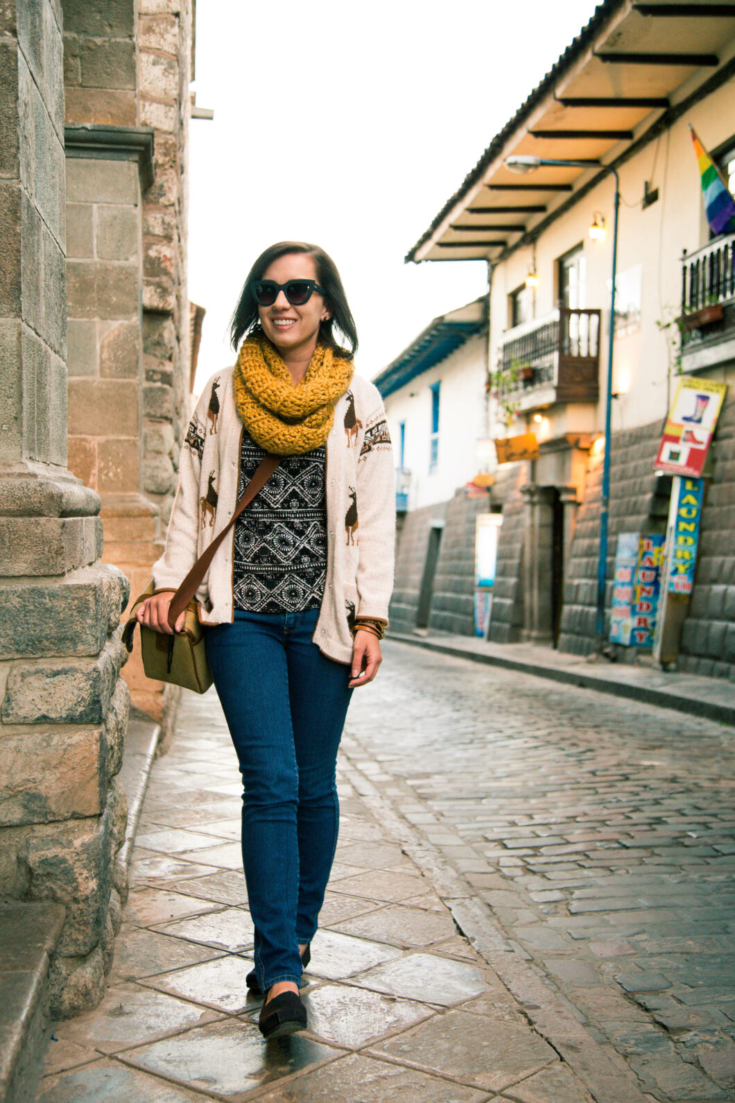 Alpaca sweater - Cusco Peru travel outfit