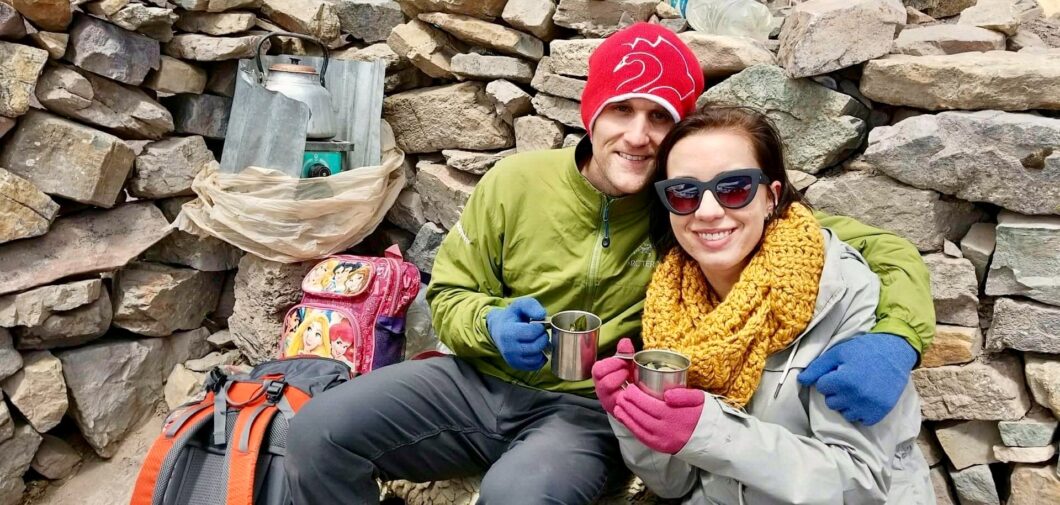 Loading up on coca leaves for the last leg of the hike!