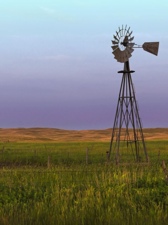 Nebraska Windmill in the Sandhills Preserve at Sunset