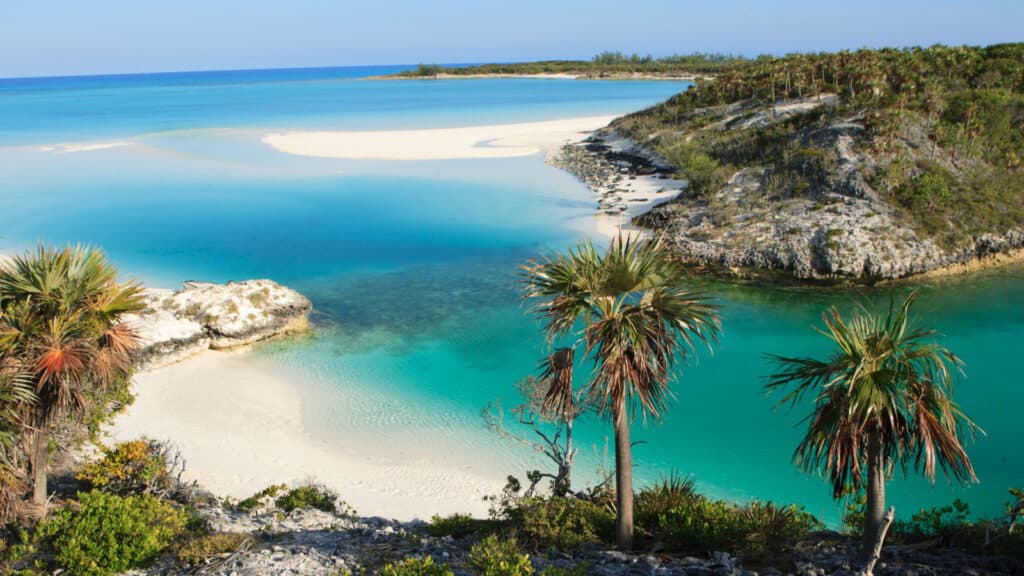 A small paradise beach located on Shroud Cay in the Bahamas. Shroud Cay is part of the Exuma island chain and the Warderick Wells Land and Sea Park. Perfect, isolated beach.