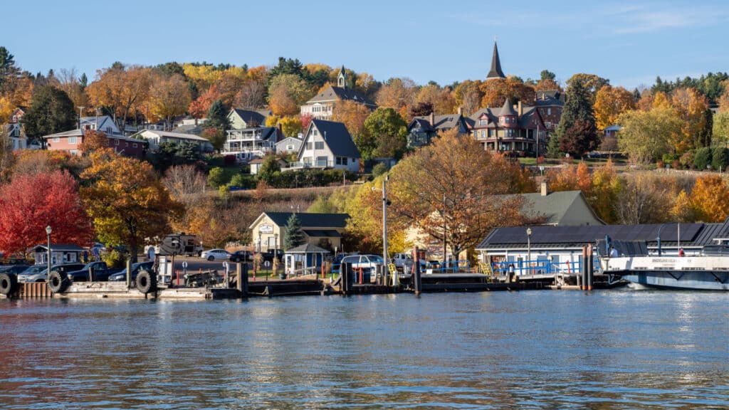 Cityscape view of Bayfield Wisconsin, as seen from the shores of Lake Superior