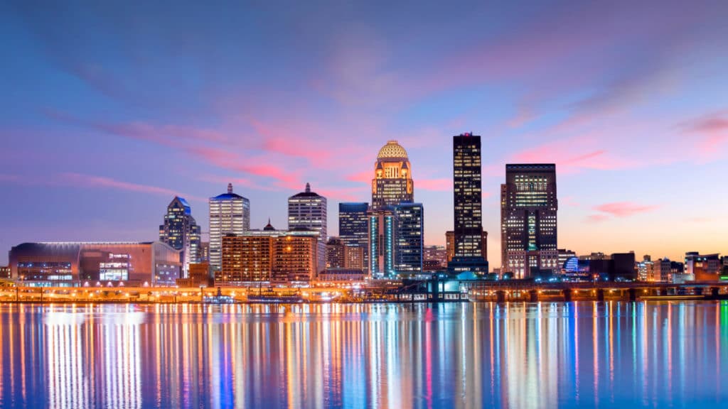 View of Skyline downtown Louisville in Kentucky USA