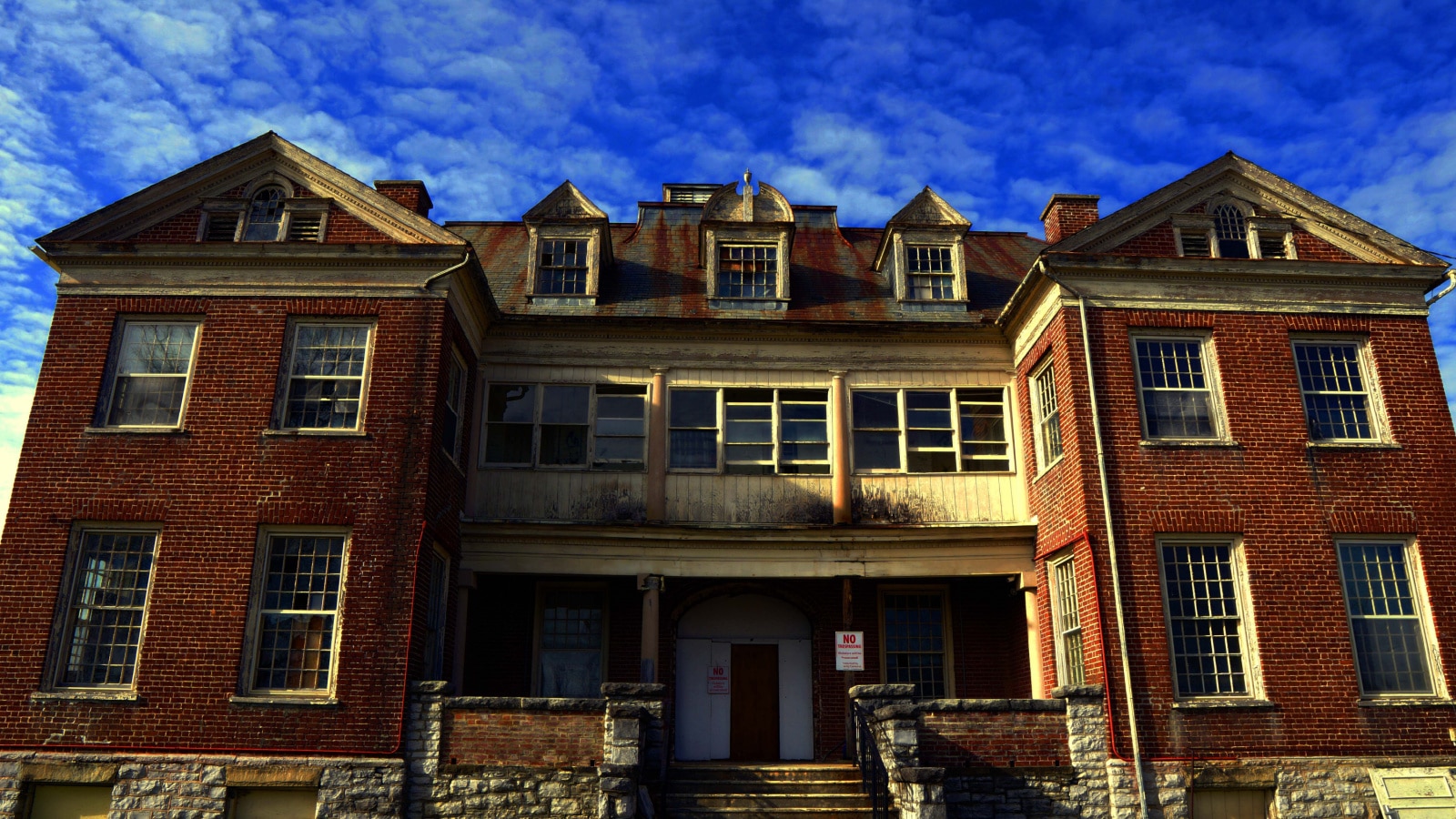 Fairlawn, Virginia, USA, 2/16/2020 St. Albans Sanitarium and Haunted House on a sunny blue sky day.