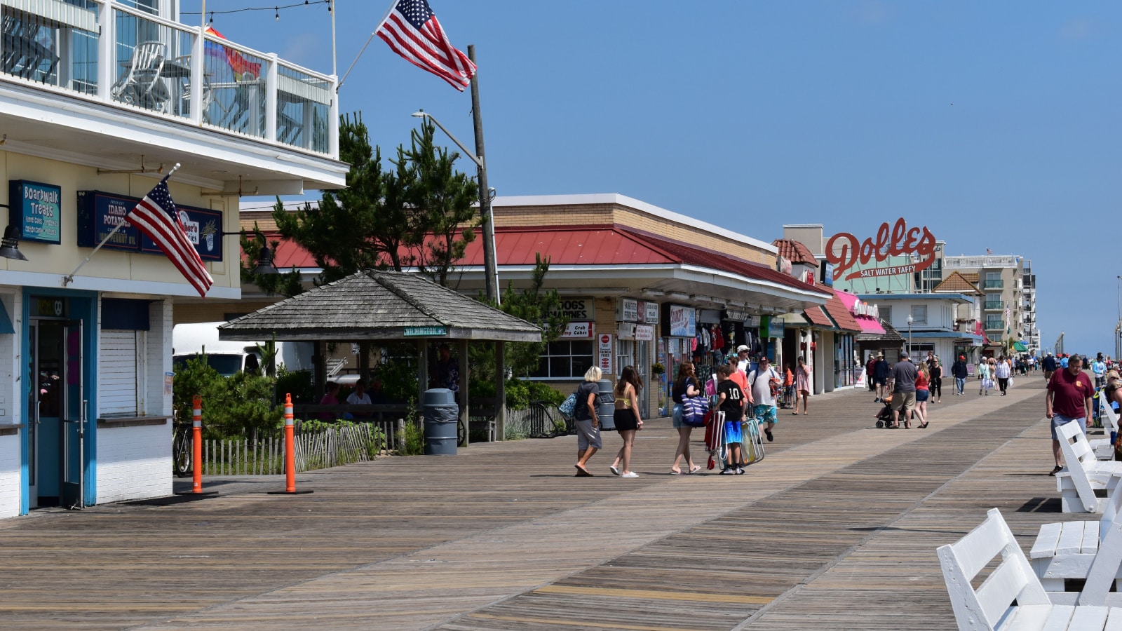 Rehoboth Beach, DE, USA, June 15, 2021 - Delaware beaches are open. With the decline COVID cases, people are flocking to Delaware’s Rehoboth Beach and it’s shops along the boardwalk.