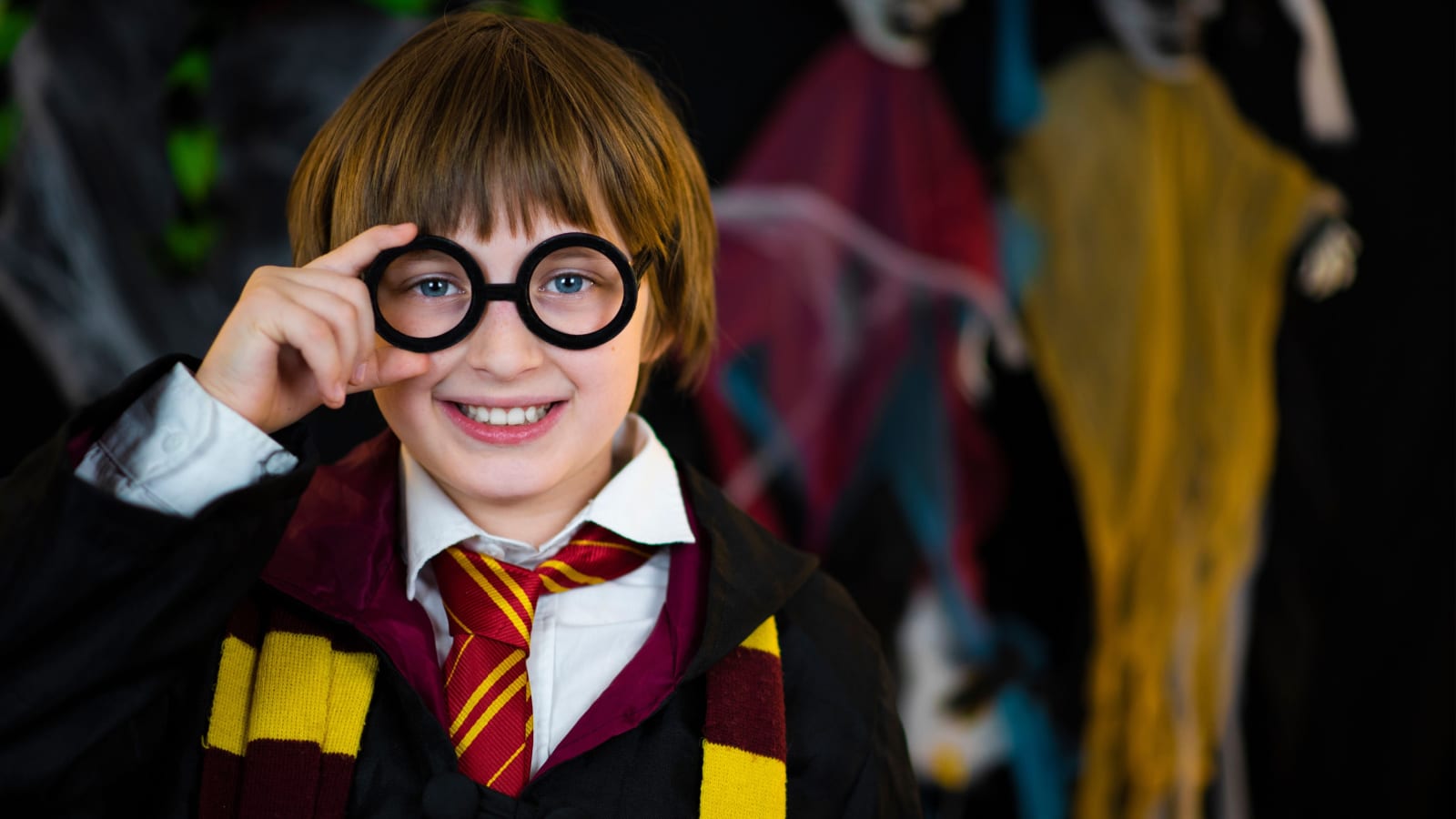 moscow russia, october 21, 2022, boy dressed as harry potter on halloween holiday