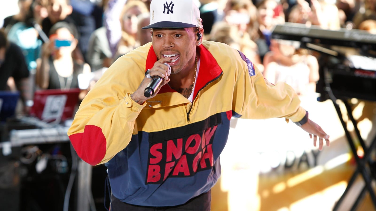 NEW YORK-JUNE 8: Singer Chris Brown performs on the Today Show concert series at Rockefeller Plaza on June 8, 2012 in New York City.