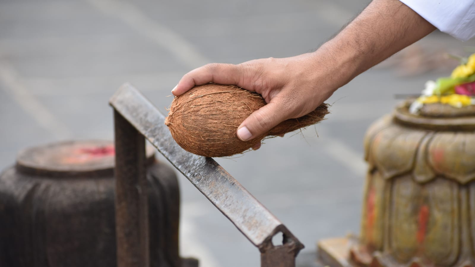 Coconut breaking Ritual of hindus