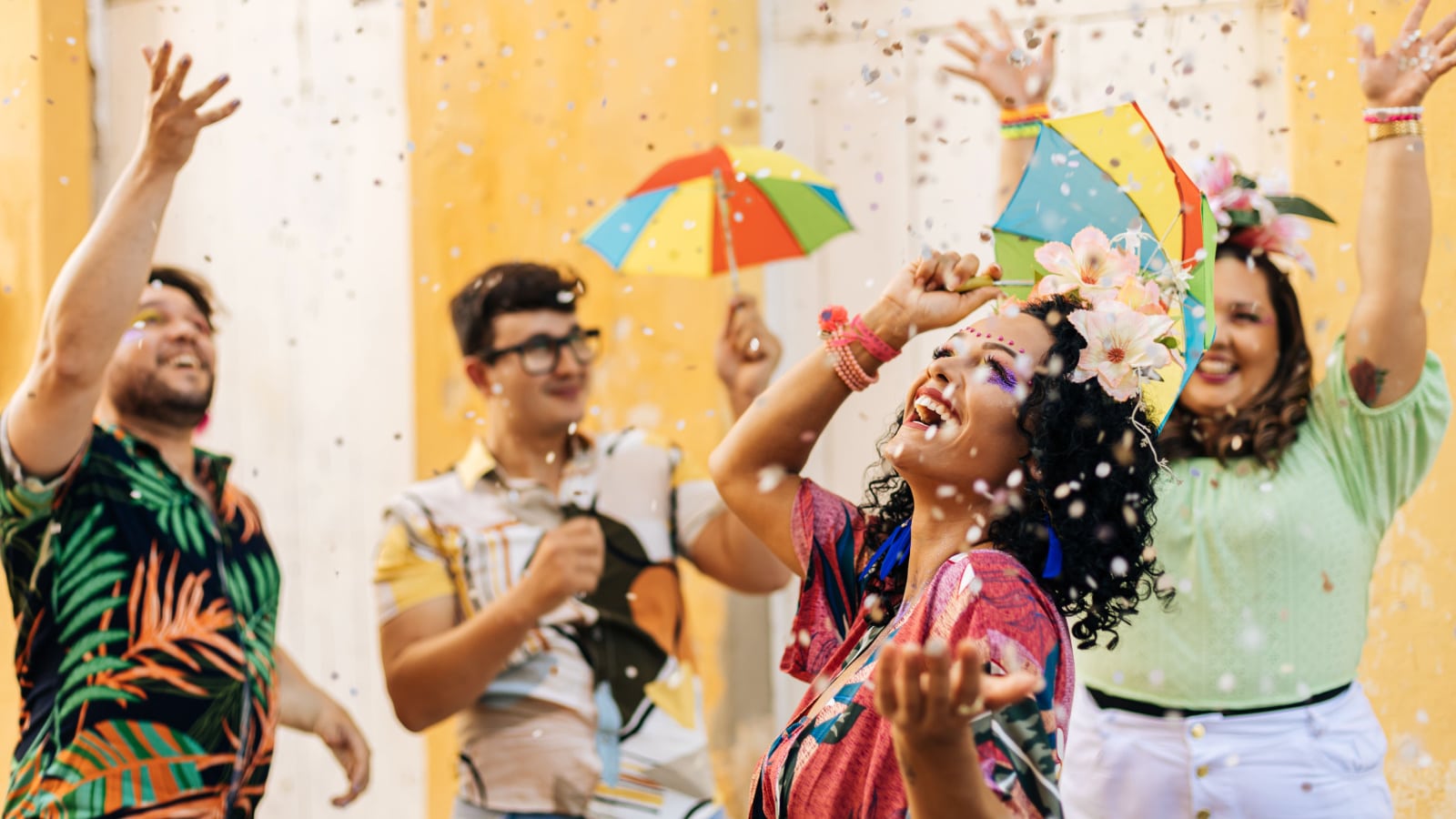 Brazilian Carnival. Group of friends celebrating carnival party