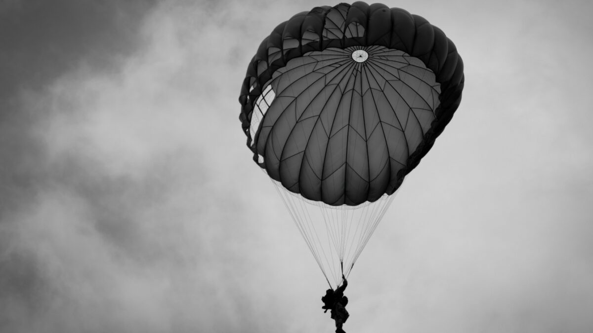 D-Day celebrations, parachutists, planes and Dakotas above Europe, France, Belgium, Great Britain and the Netherlands during the battle of Normandy (DDay, D'Day, World War II or 2 or Second World War)