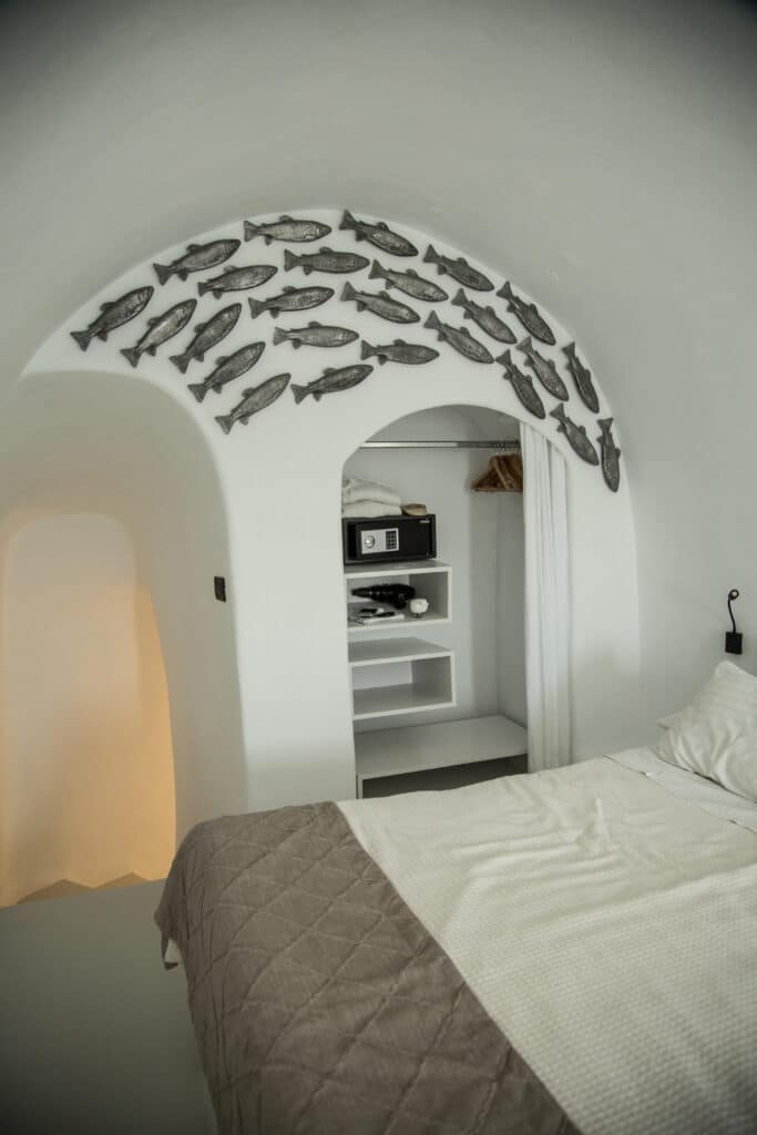 Our bedroom at the IKIES Santorini.