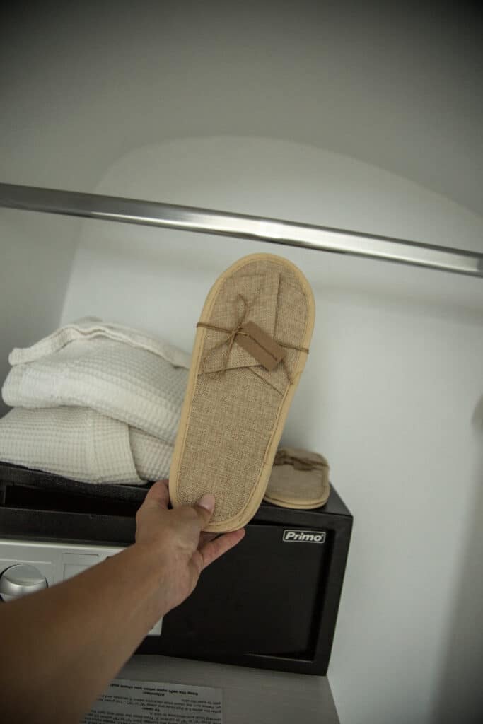 Slippers that are included in the rooms