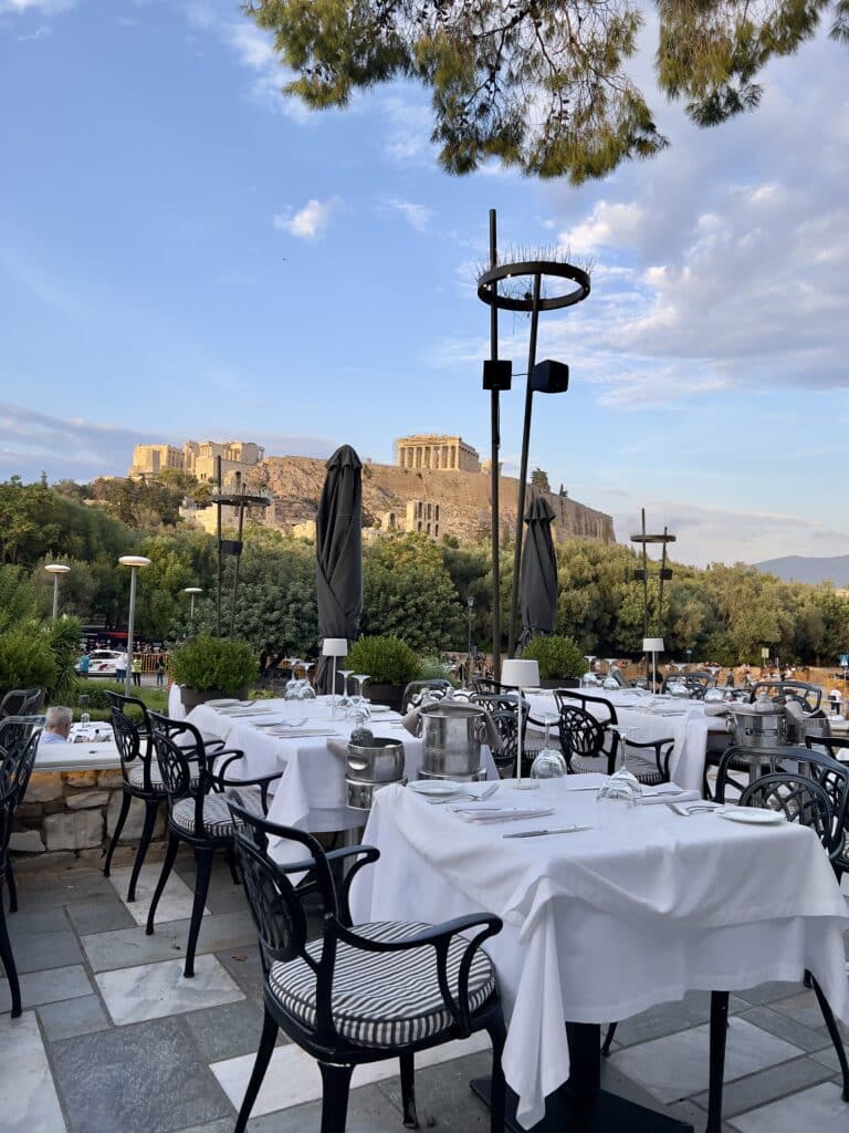 The view from our restaurant by the Acropolis
