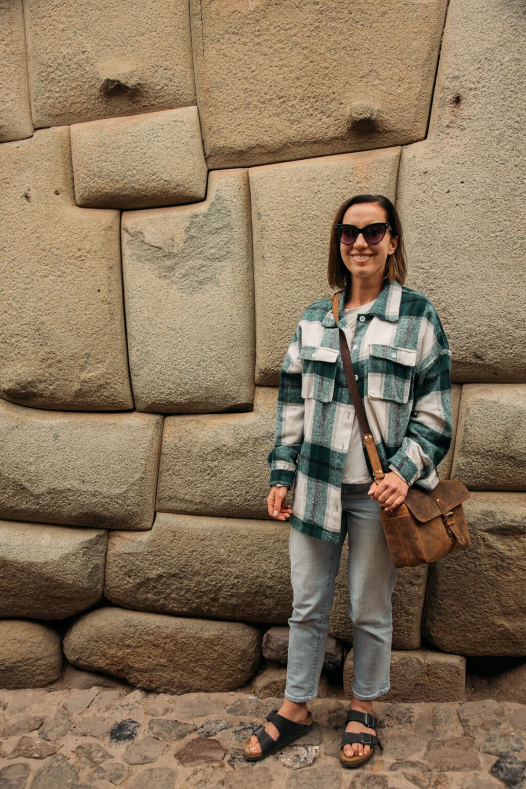 Lindsey Standing next to the 12-Angle Stone.