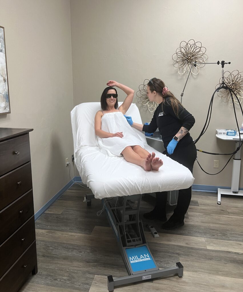 Getting prepped for my laser treatment at Milan Laser in Appleton, WI