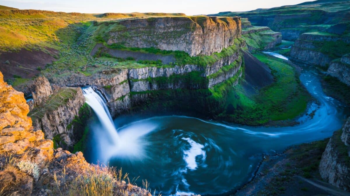 palouse fall state park at sunset,washington,usa.