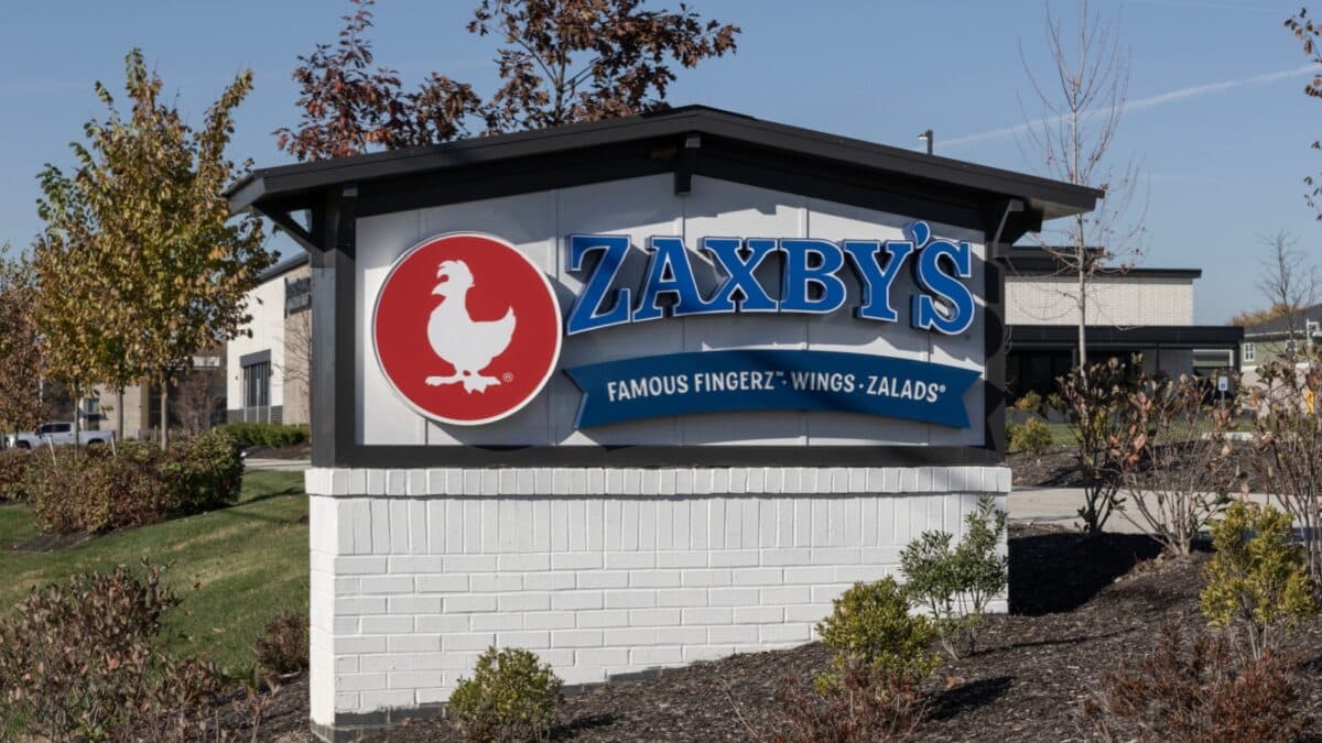 Avon - November 5, 2023: Zaxby's Chicken restaurant drive thru. Zaxby's has over 900 locations.