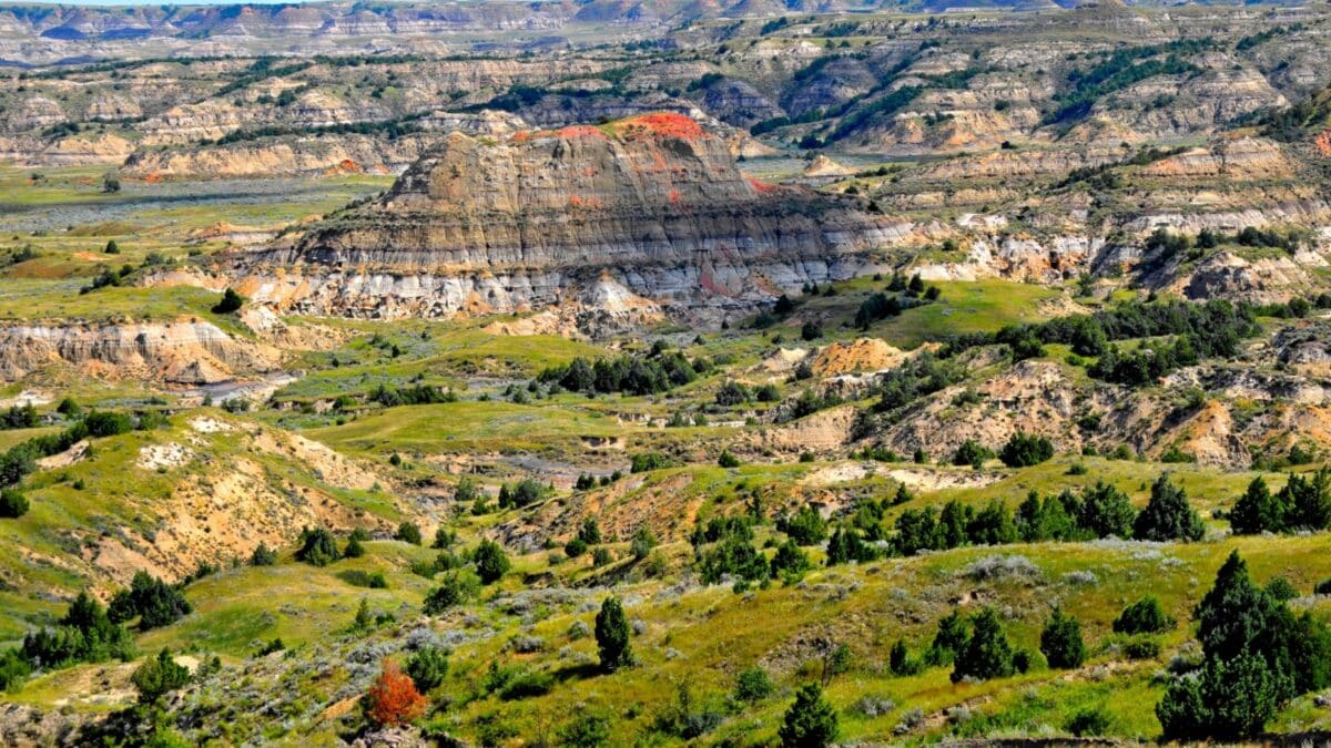 Badlands in the Little Missouri National Grassland North Dakota ND US. Created 09.14.23