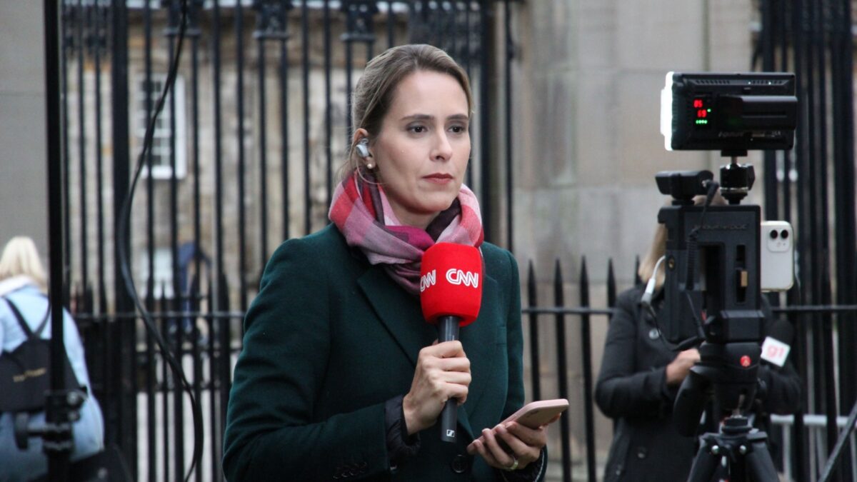 EDINBURGH, SCOTLAND - 09 September 2022 CNN Brasilia News Correspondent Reporting on Queen Elizabeth II Passing