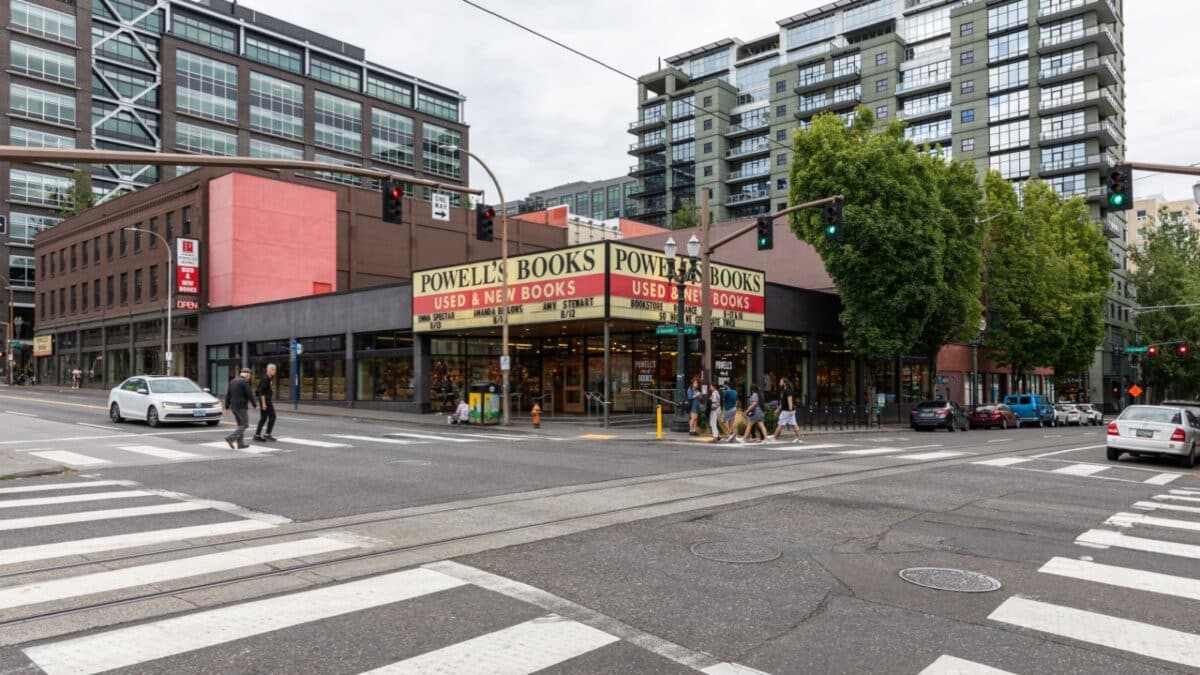 Portland, OR, USA - Aug 12, 2024 - Portland's iconic Powell's Bookstore is one of the biggest and most popular book stores in the USA