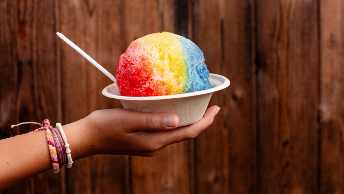 Shave ice - Hawaiian shaved ice dessert. Close up of traditional local dessert food, Hawaii