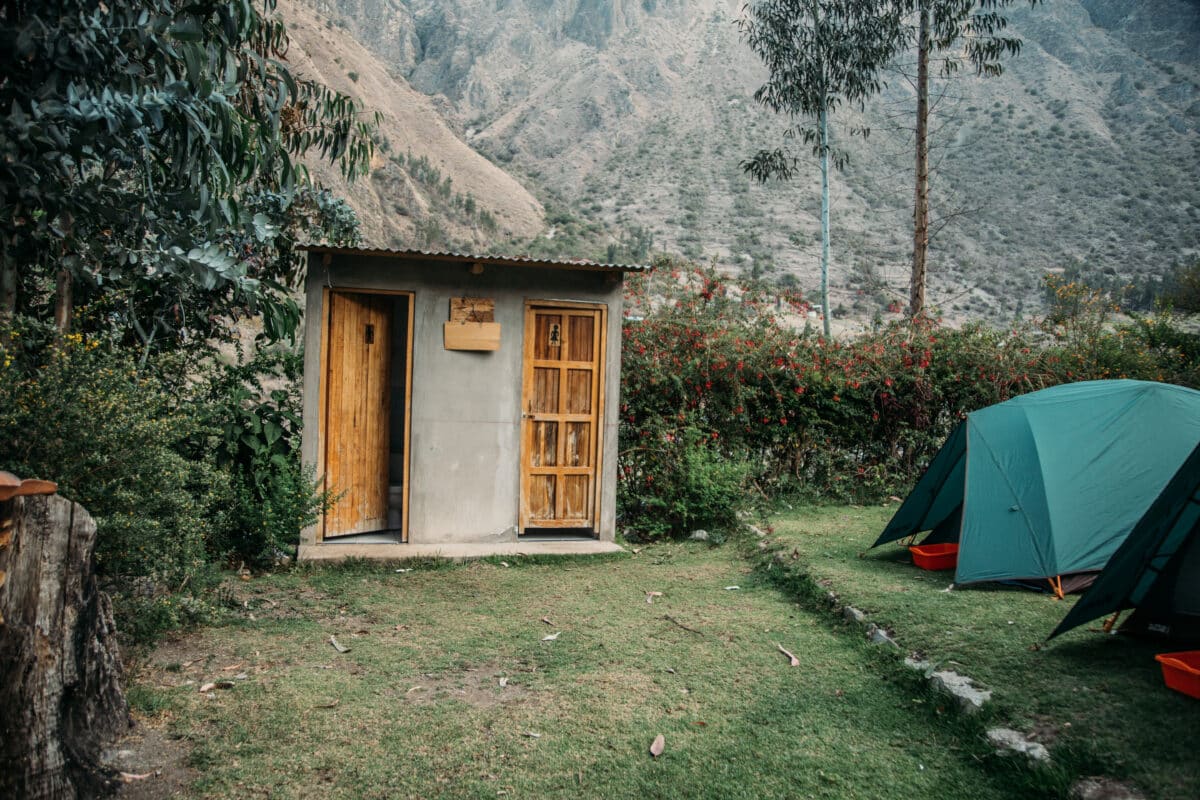 two separate bathroom stalls on the Inca Trail