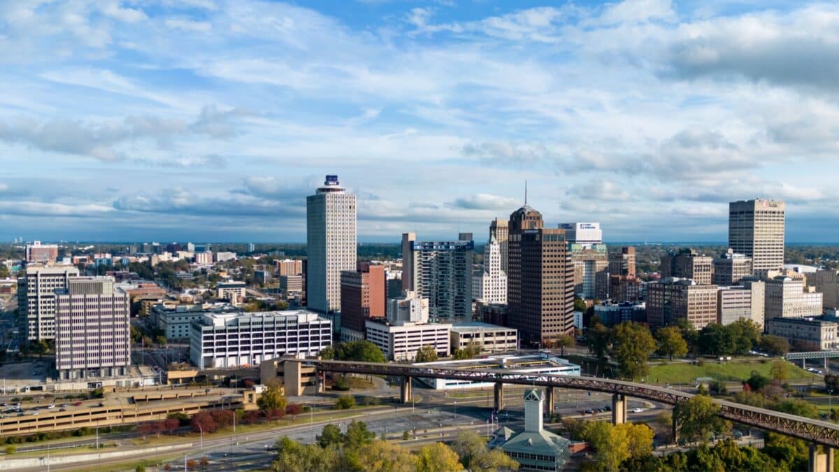 Panoramic view over the city of Memphis Tennessee - MEMPHIS, TENNESSEE - NOVEMBER 7, 2022