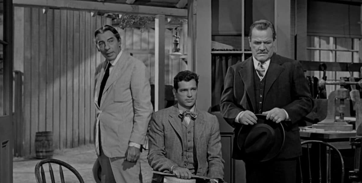 Paul Birch, Joseph Hoover, and Carleton Young in The Man Who Shot Liberty Valance (1962)