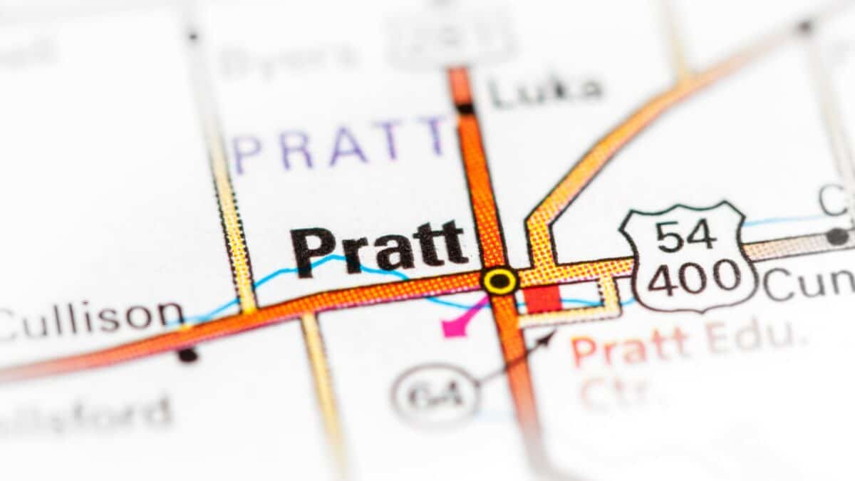 Pratt. Kansas. USA on a map