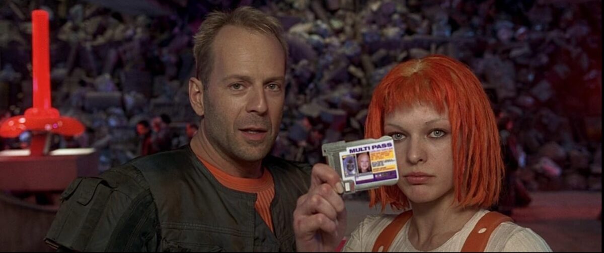 Milla Jovovich and Bruce Willis in The Fifth Element (1997)