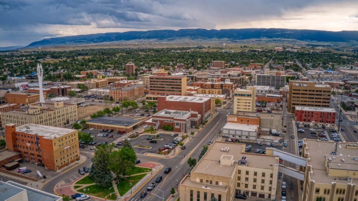 Aerial View of Casper, One of the largest Towns in Wyoming